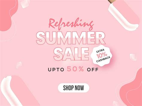 Summer Sale Poster Design With Discount Offer And Ice Cream Stick On