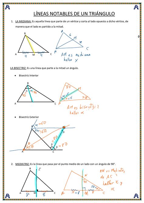 3 U2 S2 V2 Líneas Notables De Un Triángulo 18 04 2023 LÕneas Notables De Un Tri¡ngulo La