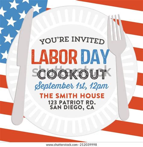 Happy Labor Day Cookout Invitation American Stock Vector (Royalty Free ...