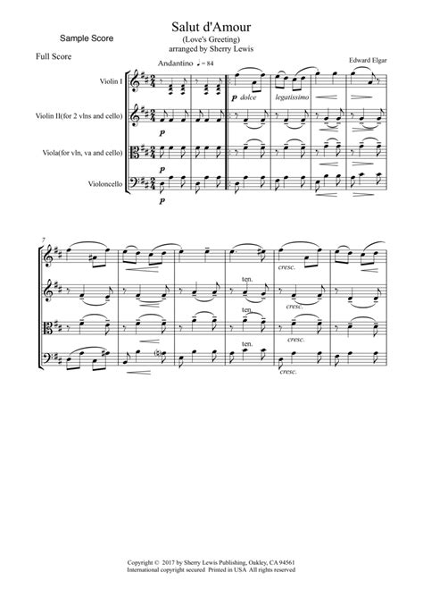 Salut D Amour String Trio Intermediate Level For Violins And Cello