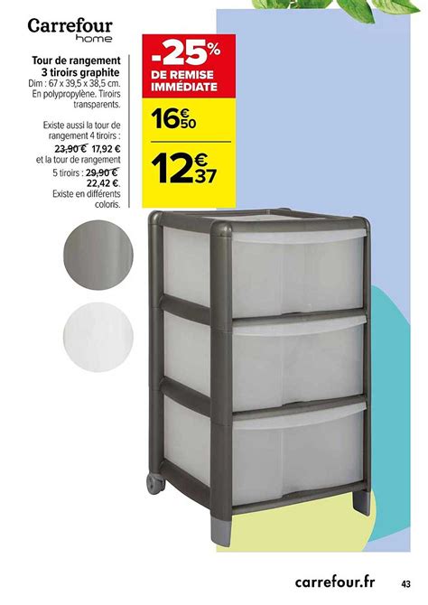 Promo Tour De Rangement 3 Tiroirs Graphite 25 De Remise Immédiate