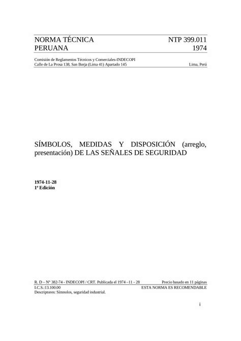 PDF NORMA TÉCNICA NTP 399 011 PERUANA PDF fileNORMA TÉCNICA NTP 399