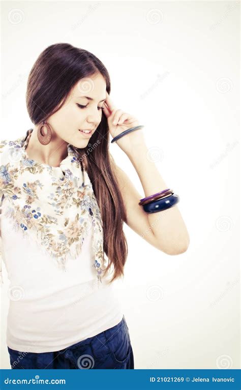 Beautiful Pensive Teenage Girl Stock Image Image Of Carefree