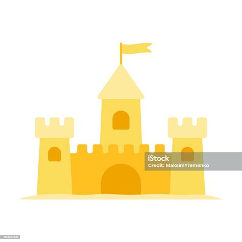 Sand Castle Vector Flat Icon Isolated On White Stock Illustration