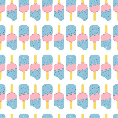 Seamless Colorful Ice Cream Pattern Ice Cream Dessert On A Wooden