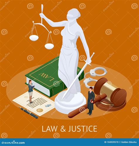 Isometric Law And Justice Concept Law Theme Mallet Of The Judge