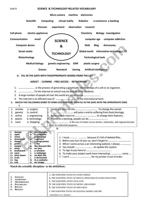 Science And Technology Esl Worksheet By Holzauge