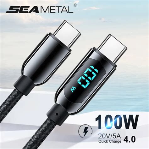 SEAMETAL PD100w Dual Type C Digital Display Data Cable 5A Suitable For