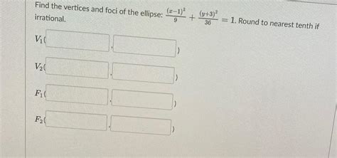 Solved Find the vertices and foci of the ellipse: | Chegg.com