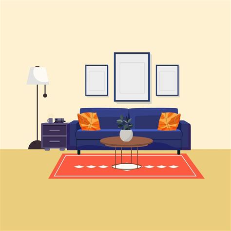 Living Room Interior Design Line Art Room In Flat Design Linear