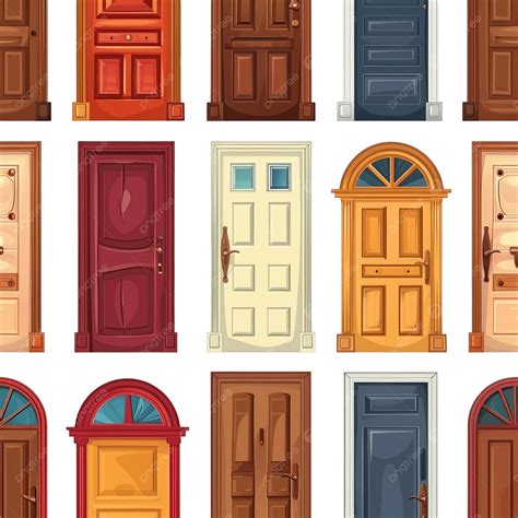 Interior Doors Types Seamless Pattern, Interior, Door, Type PNG