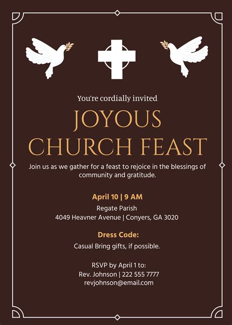 Free Church Feast Invitation Template Edit Online And Download