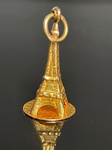 K Yellow Gold Eiffel Tower Charm Gem