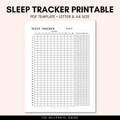 Sleep Tracker Printable Sleep Tracker Template Sleep Tracker Planner Sleep Tracker Insert