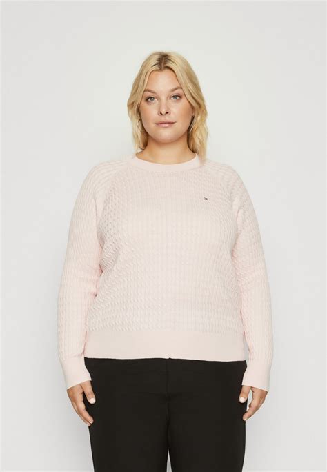 Tommy Hilfiger Curve Cable Sweater Jumper Whimsy Pink Light Pink