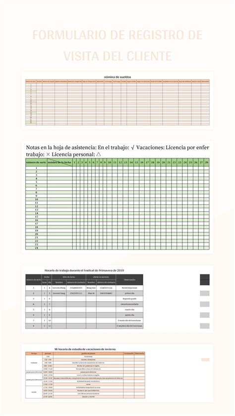 Plantilla De Excel Formulario De Registro De Visita Del Cliente Y Hoja