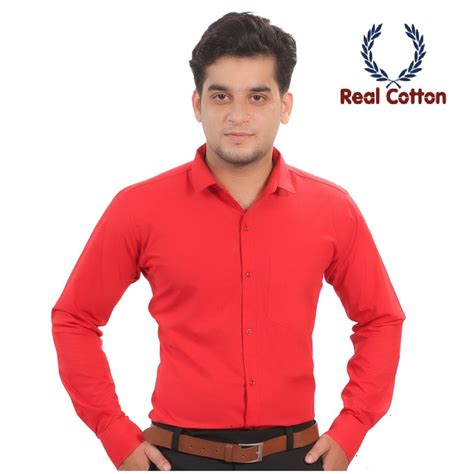 Plain Real Cotton Mens Regular Fit Solid Spread Collar Casual Shirt