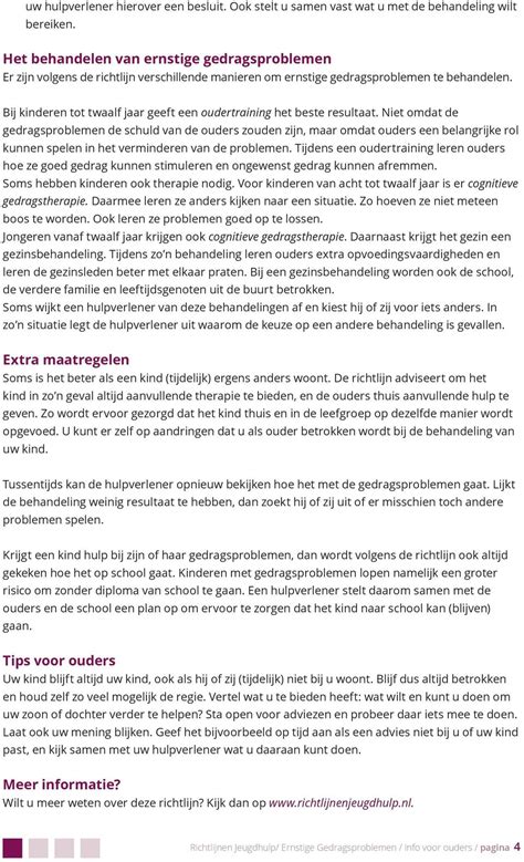 Richtlijn Info Voor Ouders Ernstige Gedragsproblemen Richtlijnen