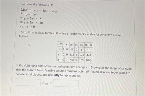 Solved Consider The Following Lp Maximize Z 3x1 2x2