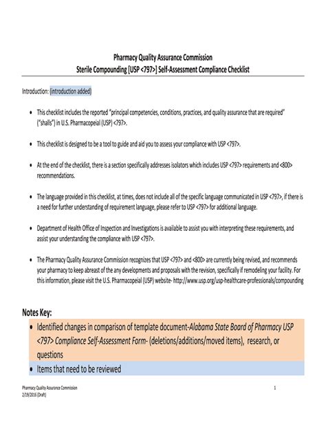 Fillable Online Sterile Compounding Usp Self Assessment Compliance