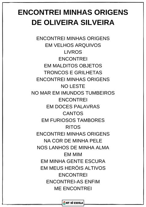 Poemas Para Trabalhar O Dia Da Consciencia Negra S Escola