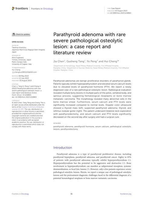 Pdf Parathyroid Adenoma With Rare Severe Pathological Osteolytic