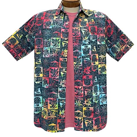 Men S R Options Batik Short Sleeve Cotton Shirt Classic Village