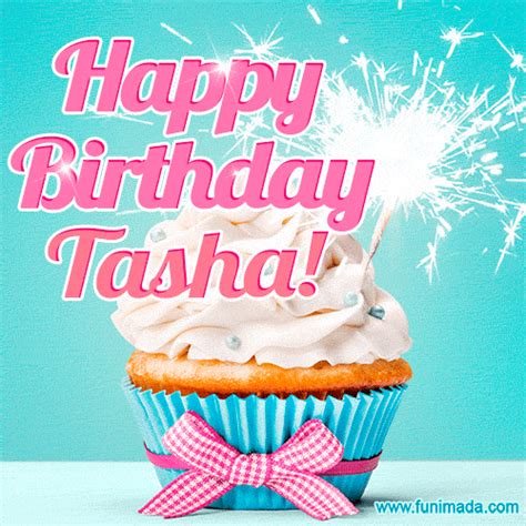 Happy Birthday Tasha Elegang Sparkling Cupcake  Image