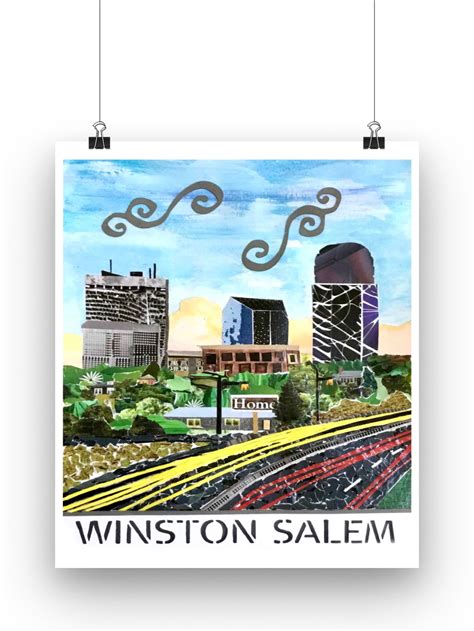 Winston Salem Art, Winston Salem Poster, Winston Salem Skyline, WS ...