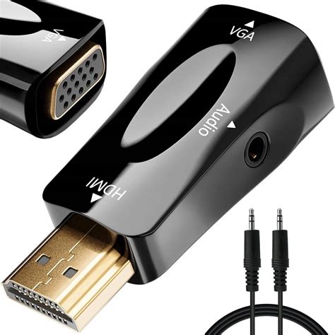 KONWERTER ADAPTER Z HDMI NA VGA D SUB AUDIO DŹWIĘK MINI JACK Sklep