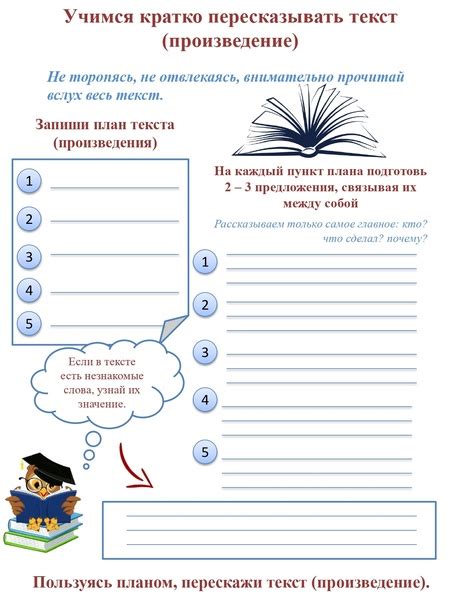 Рабочий лист «Учимся кратко пересказывать текст (произведение)» #уроки ...