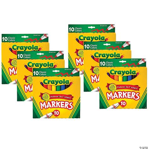 Crayola Broad Line Markers Classic Colors 10 Per Box 6 Boxes