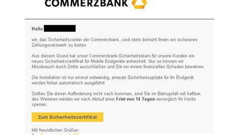 Beispiele für gefälschte Commerzbank E Mails NETZWELT