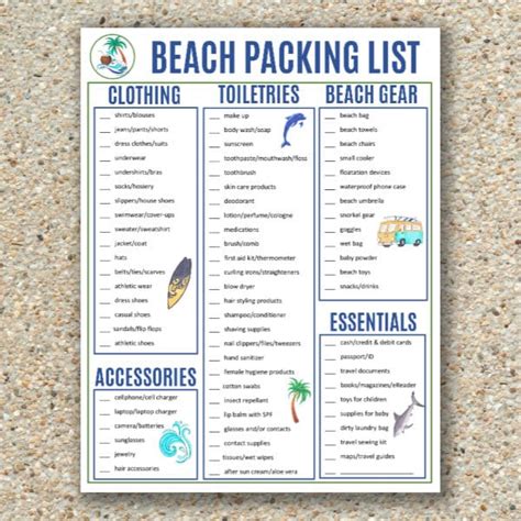 Beach Packing Checklist Printable