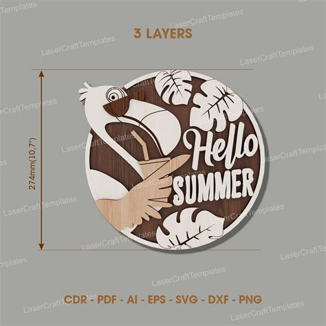 Hello Summer Welcome Sign Bundle Laser Cut Svg File Glowforge Summer