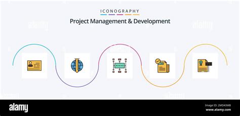 Project Management And Development Line Filled Flat Icon Pack