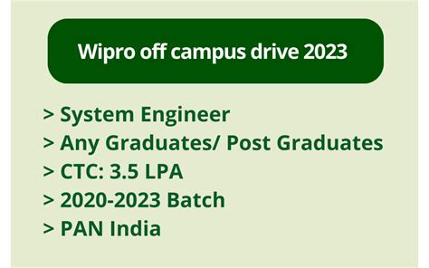 Wipro Off Campus Drive 2023 System Engineer Any Graduates Post Graduates Ctc 35 Lpa