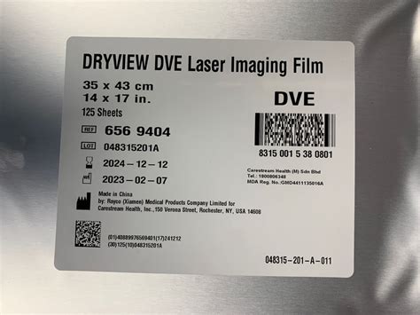 X Carestream Dve Dryview X In X Cm Laser Imaging Film