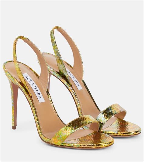 Aquazzura So Nude Snake Effect Leather Sandals In Green ModeSens
