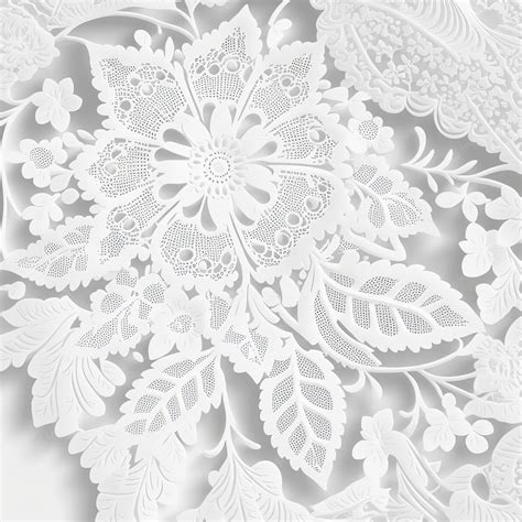 Premium Photo | Retro white lace pattern with flowers elegant fabric design