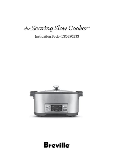 Breville The Searing Slow Cooker Lsc650bss Handleiding 20 Paginas