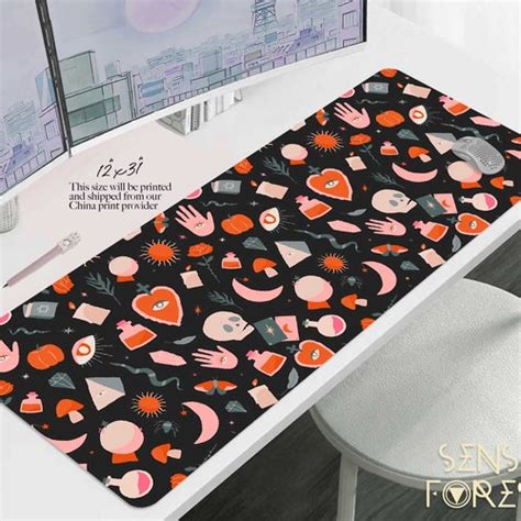 Pastel Goth Desk Mat Kawaii Cute Witch Mousepad Purple Etsy Canada