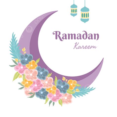 جميل رمضان هلال القمر مع زهرة وفانوس رمضان هلال القمر اكليلا من