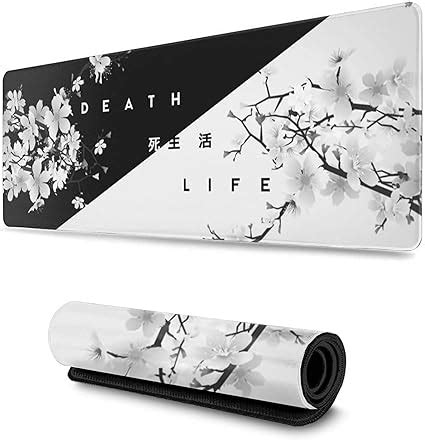 Black And White Japanese Cherry Tree Blosson Gaming Mouse Pad Xl