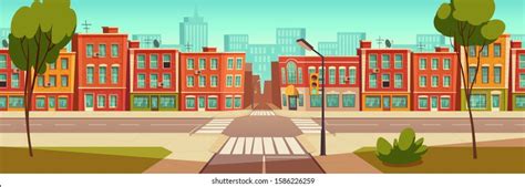 City Street Building Houses Architecture Empty Stock Vector Royalty