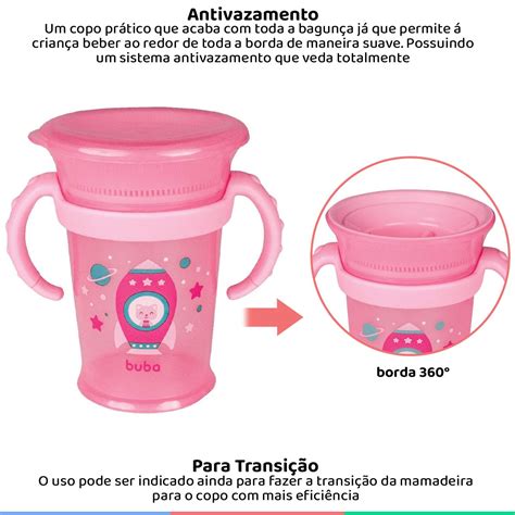 Copo de Treinamento Infantil 360 Alça Removível 210ml Para Bebê