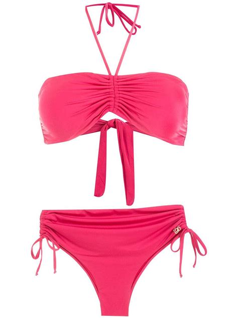 Brigitte Gabriela Bandeau Ruched Bikini Pink Editorialist