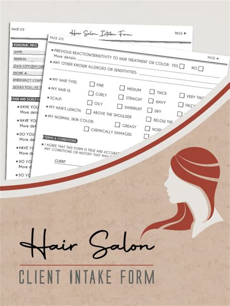 Buy Hair Salon Client Intake Form Hairdressing Consent Form Hair