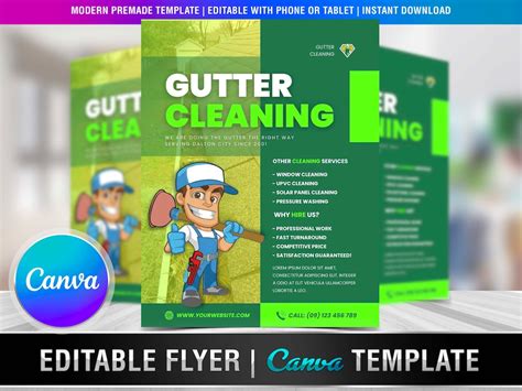 GUTTER CLEANING FLYER Diy Editable Canva Template Printable Social