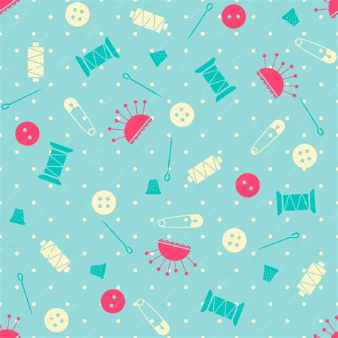 Seamless Vector Sewing Pattern Vetor Premium